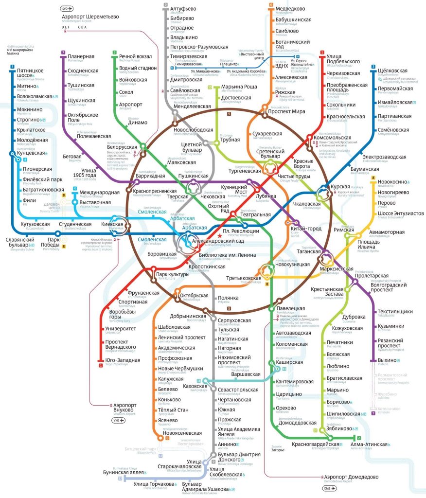 Moscow underground metro map